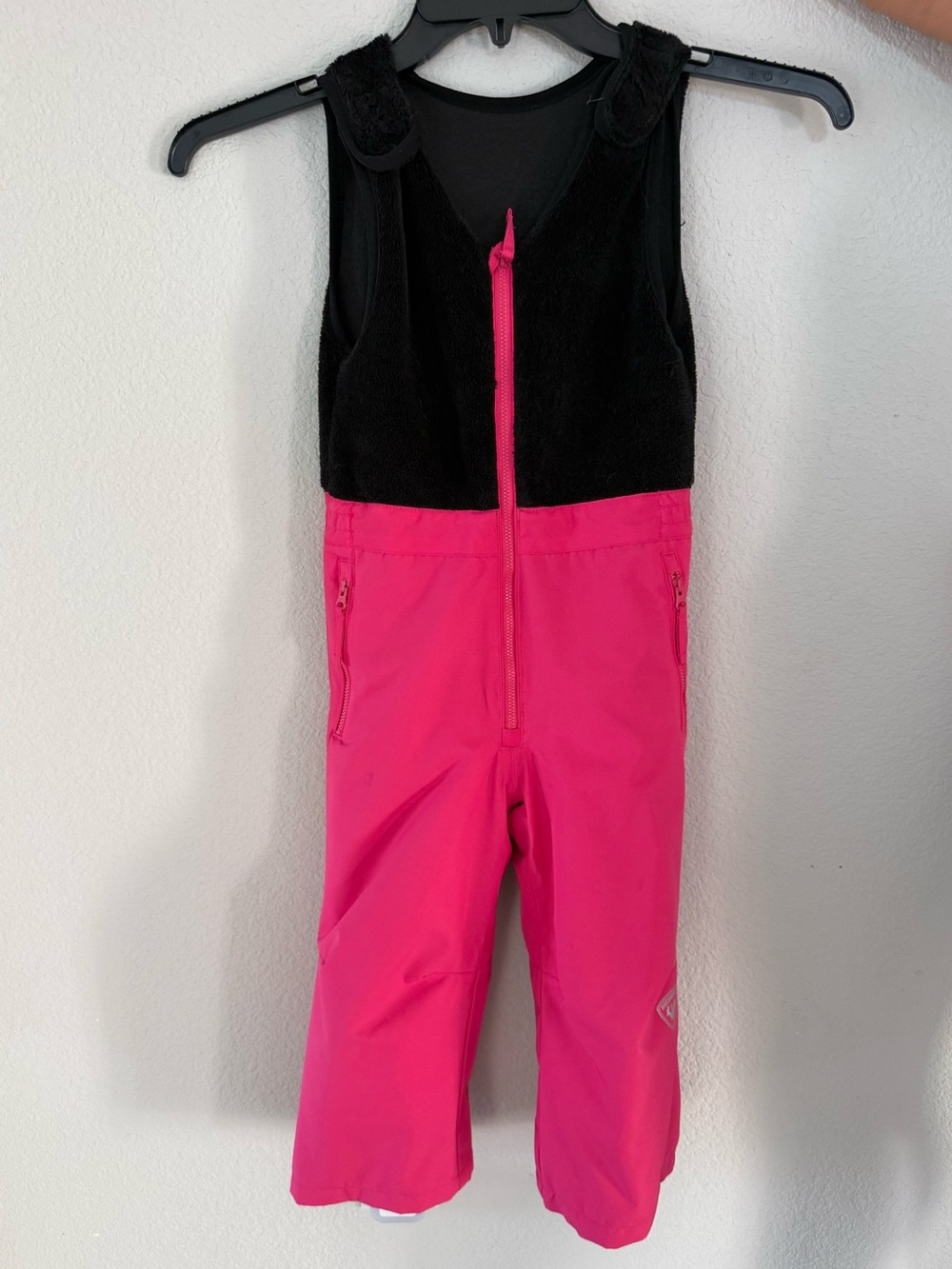 Rossignol Black and Hot Pink Kids Ski Bib Overalls